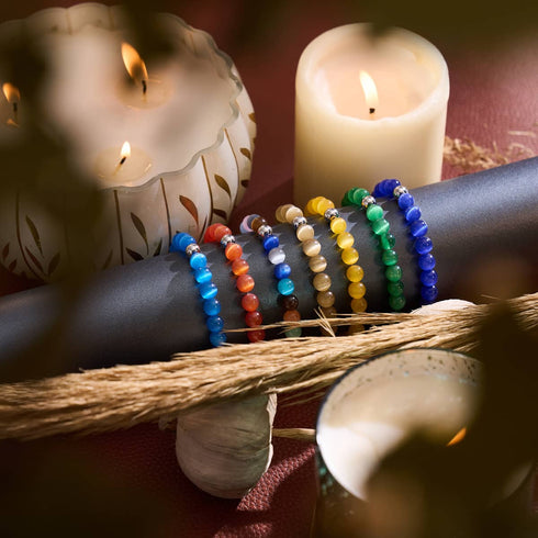 Blood Moon | .925 Sterling Silver | Cheshire Glass Bracelet